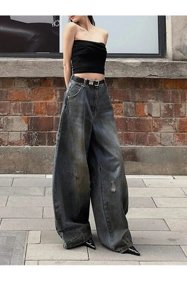 Y2K Grunge Wide-Leg Jeans for a Retro Summer Vibe and Urban Edge