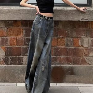 Y2K Grunge Wide-Leg Jeans for a Retro Summer Vibe and Urban Edge