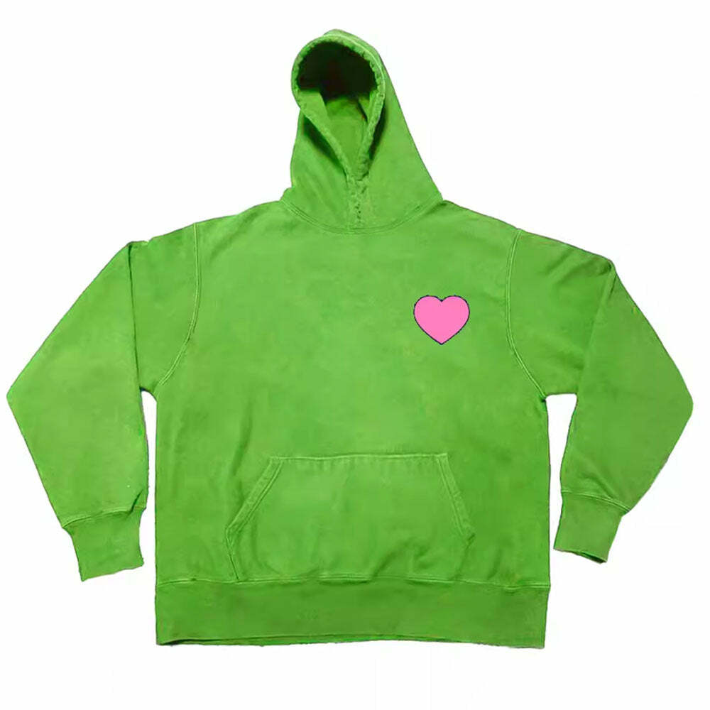 Y2K Heart Print Hoodie: Trendy Summer Outfit for Retro Vibes