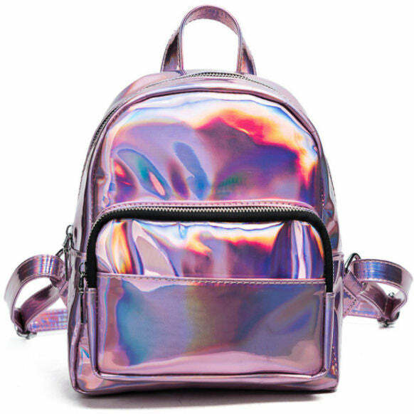 Y2K Holo Mini Backpack: Retro Style for Summer Outfits & Parties