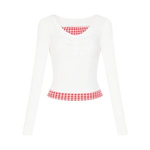 Y2K Lemon Gingham Layered Top for Retro Summer Outfits and Parties