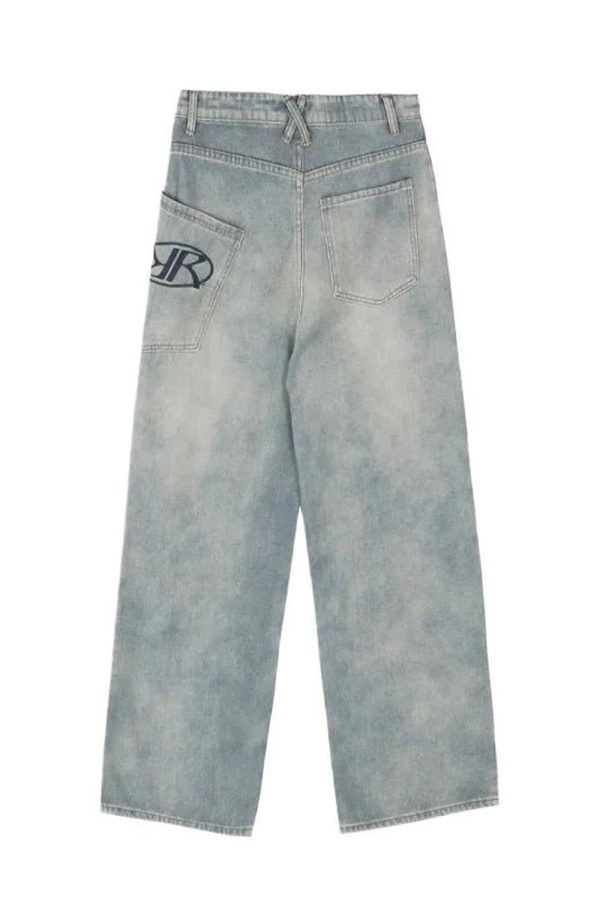 Y2K Loose Fit Logo Jeans: Retro 90s Grunge Style for Effortless Chic