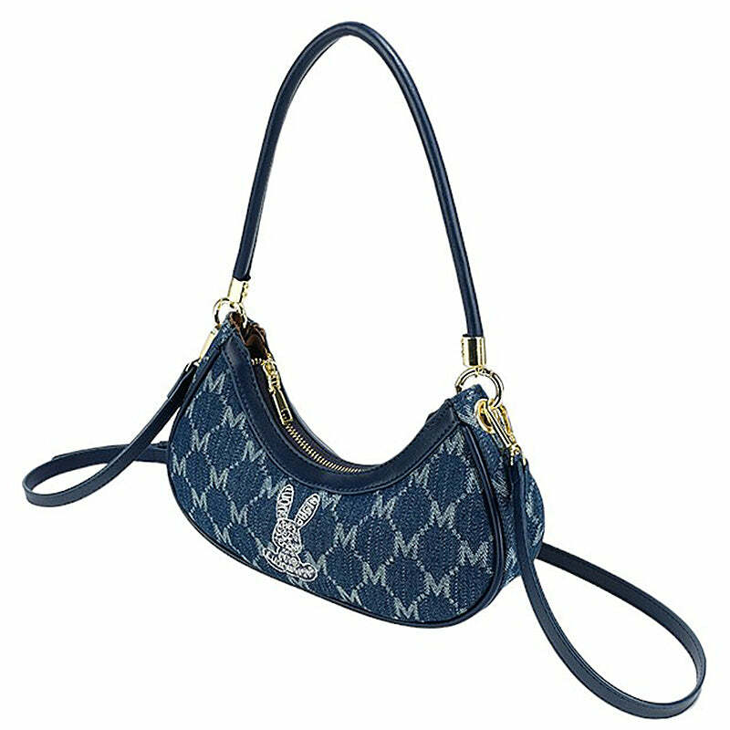 Y2K Monogram Denim Bag: Retro 90s Fashion Essential for Summer Outfits