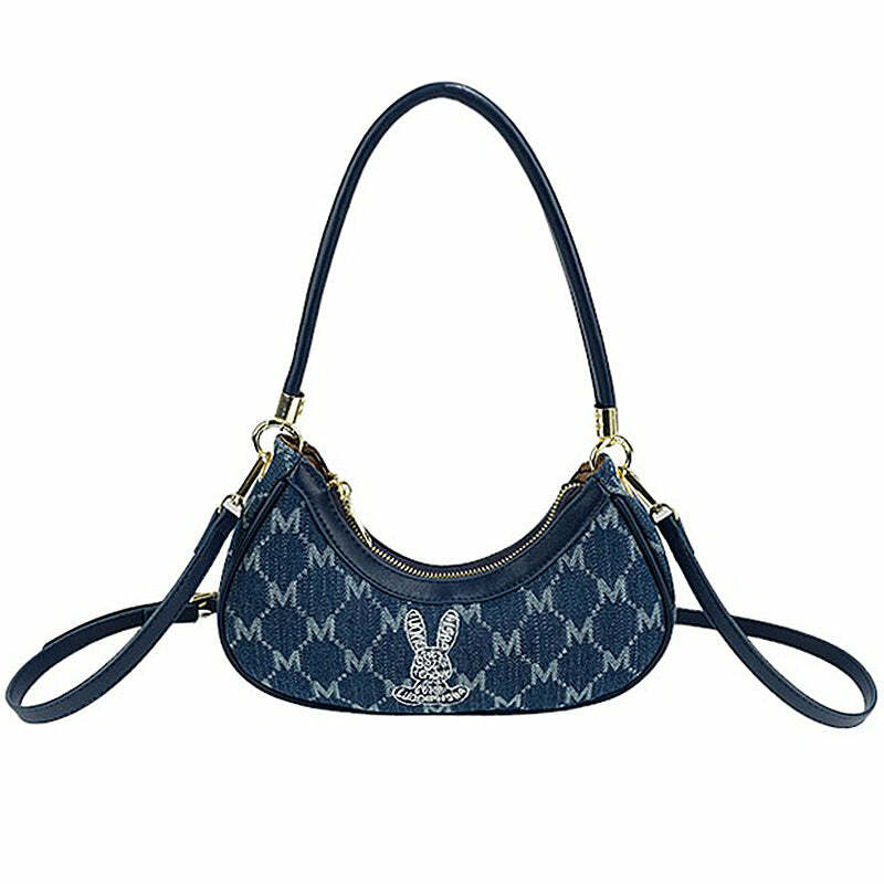 Y2K Monogram Denim Bag: Retro 90s Fashion Essential for Summer Outfits