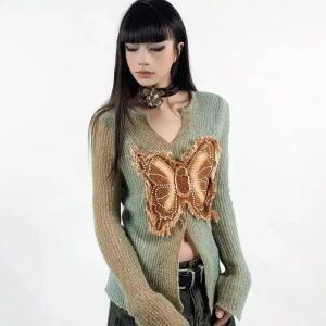 Y2K Mystic Wing Top: Trendy Grunge Style for Summer Outfits