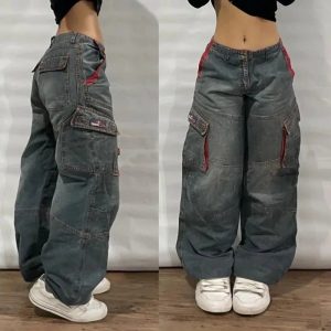 Y2K Oversized Pocket Jeans: Trendy Grunge Style for Summer Outfits