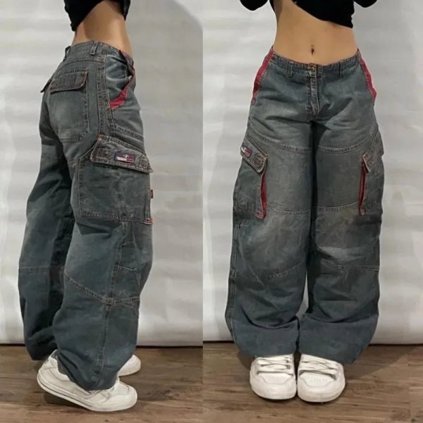 Y2K Oversized Pocket Jeans: Trendy Grunge Style for Summer Outfits