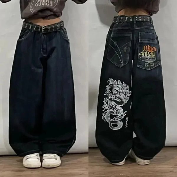 Y2K Oversized Pocket Jeans: Trendy Grunge Style for Summer Outfits