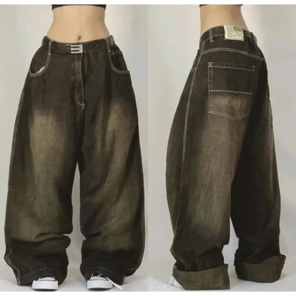 Y2K Oversized Pocket Jeans: Trendy Grunge Style for Summer Outfits