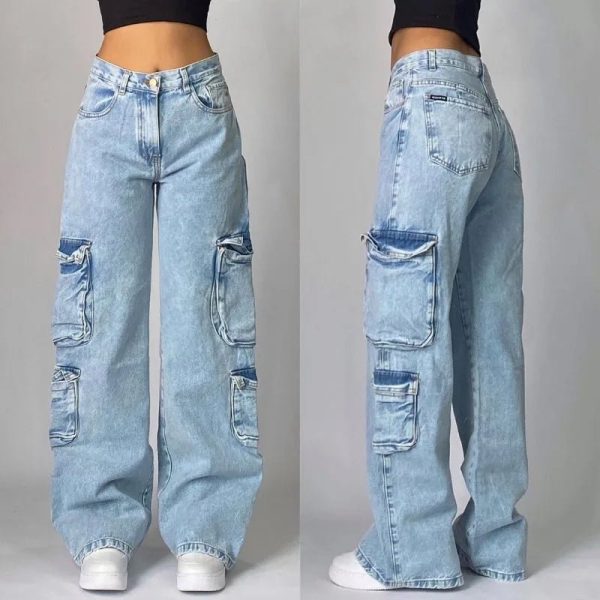 Y2K Oversized Pocket Jeans: Trendy Grunge Style for Summer Outfits