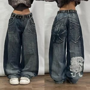 Y2K Oversized Pocket Jeans: Trendy Grunge Style for Summer Outfits