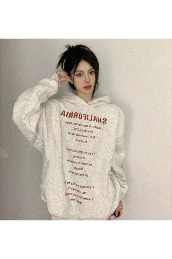 Y2K Oversized Typography Hoodie - Retro Grunge Statement Style