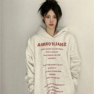 Y2K Oversized Typography Hoodie - Retro Grunge Statement Style