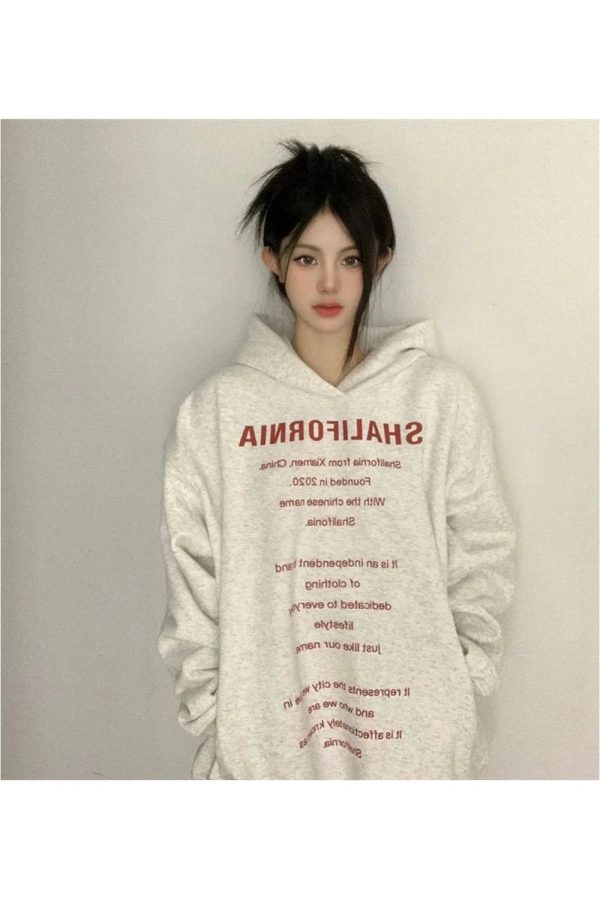 Y2K Oversized Typography Hoodie - Retro Grunge Statement Style