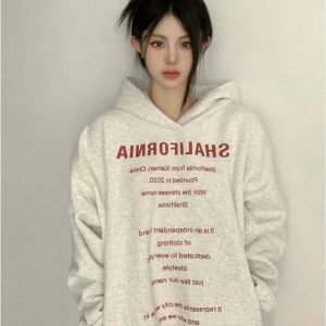 Y2K Oversized Typography Hoodie - Retro Grunge Statement Style