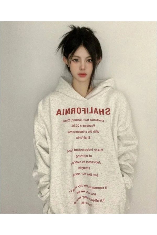 Y2K Oversized Typography Hoodie - Retro Grunge Statement Style