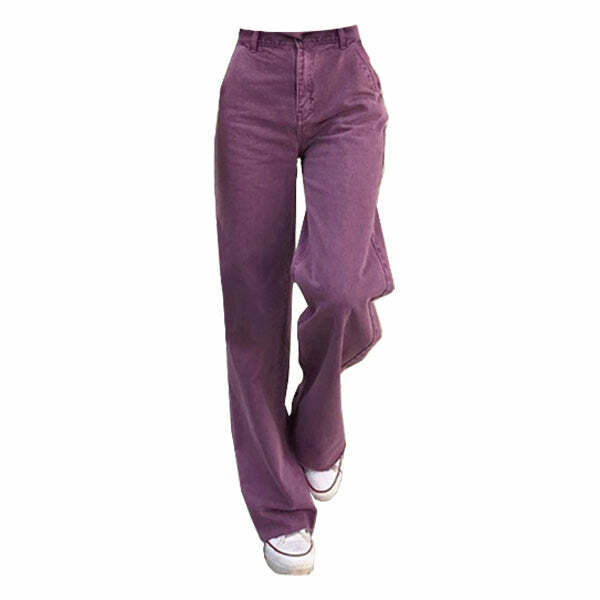 Y2K Purple Aesthetic High Waisted Jeans for Retro Summer Outfits