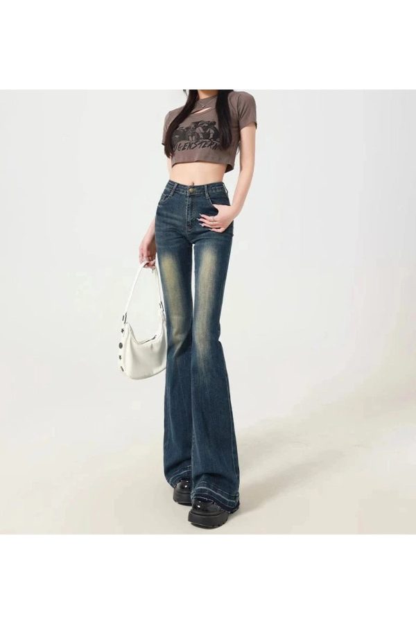 Y2K Retro Embroidered Flare Jeans for Trendy Summer Outfits