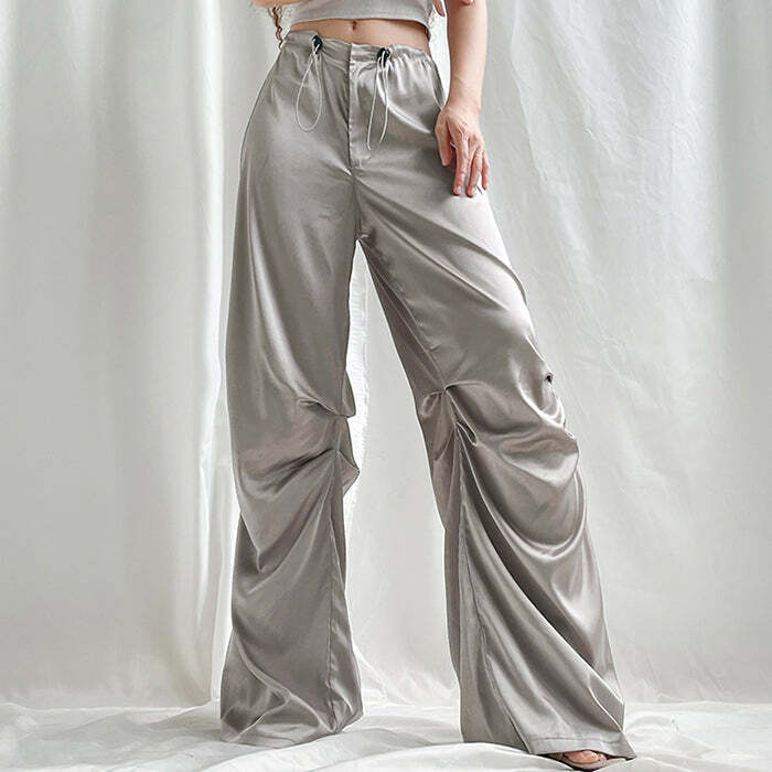 Y2K Satin Wide-Leg Pants for Effortless Summer Style and Retro Vibes