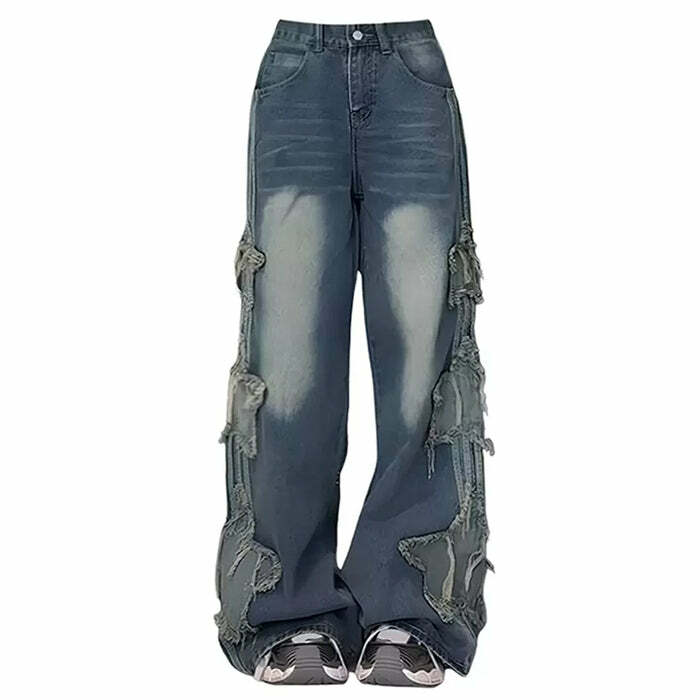 Y2K Side Stripe Star Jeans: Retro 90s Grunge Outfit Essential