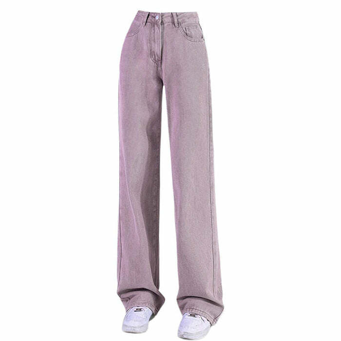 Y2K Skater Girl Lavender Jeans for Retro Summer Vibes and Grunge Style