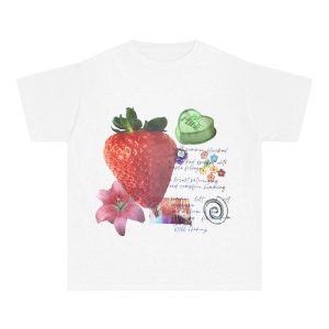 Y2K Strawberry Dreams Collage Top - Retro Summer Vibes & Grunge Style