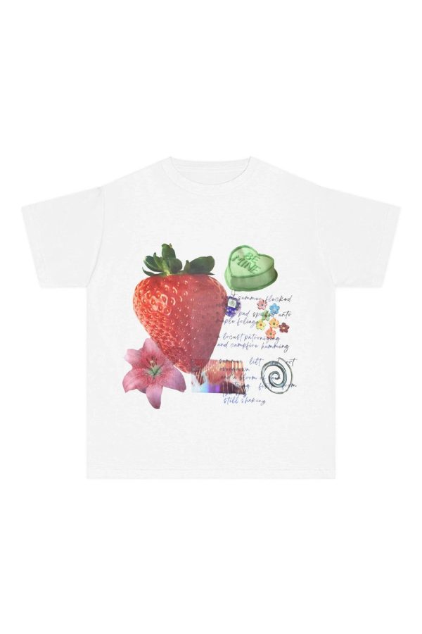 Y2K Strawberry Dreams Collage Top - Retro Summer Vibes & Grunge Style