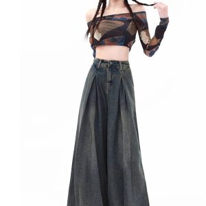 Y2K Ultra Wide-Leg Baggy Jeans for Trendy Summer Outfits & Grunge Style