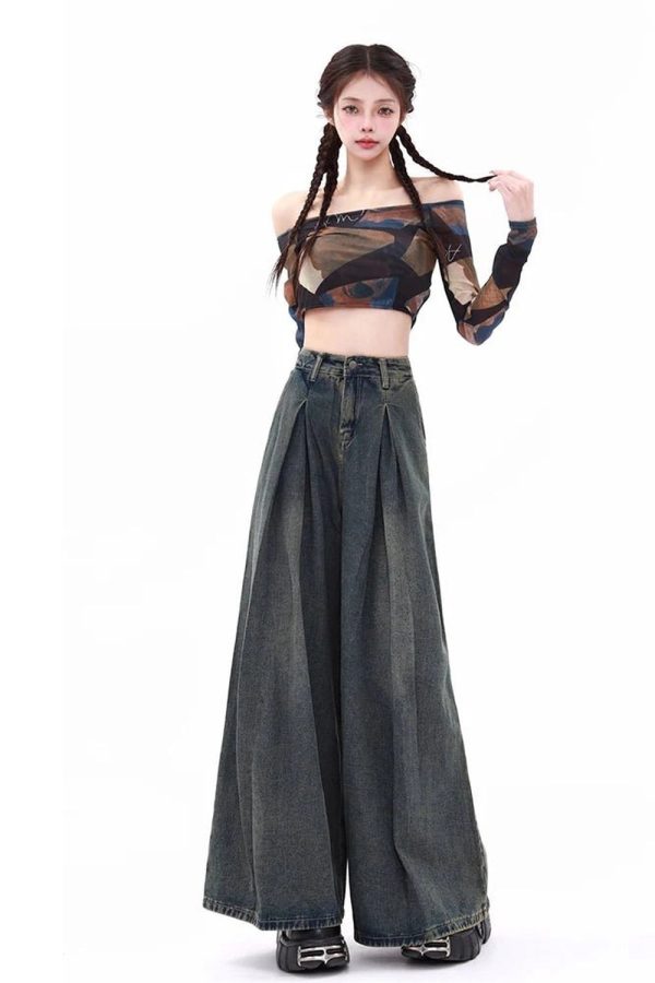 Y2K Ultra Wide-Leg Baggy Jeans for Trendy Summer Outfits & Grunge Style