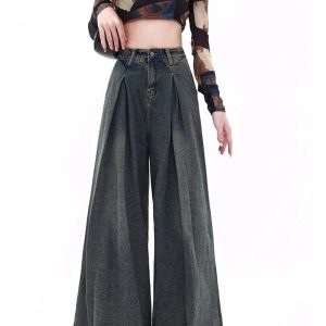 Y2K Ultra Wide-Leg Baggy Jeans for Trendy Summer Outfits & Grunge Style