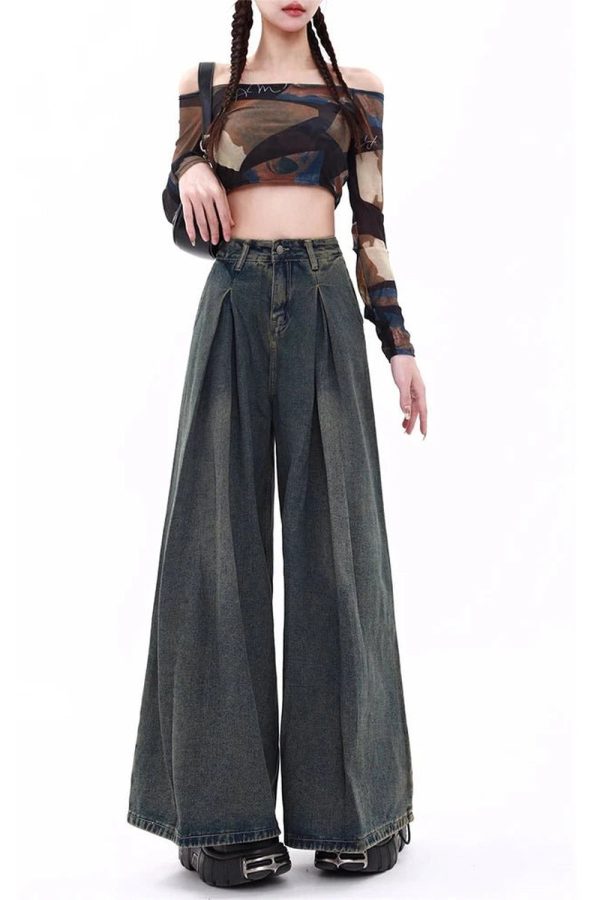 Y2K Ultra Wide-Leg Baggy Jeans for Trendy Summer Outfits & Grunge Style