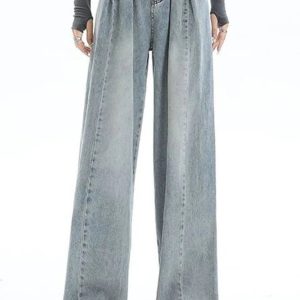 Y2K Ultra Wide-Leg Baggy Jeans: Retro 90s Grunge Summer Outfit Essential