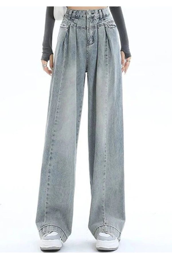 Y2K Ultra Wide-Leg Baggy Jeans: Retro 90s Grunge Summer Outfit Essential