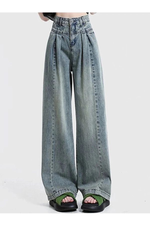 Y2K Ultra Wide-Leg Baggy Jeans: Retro 90s Grunge Summer Outfit Essential