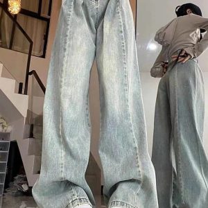 Y2K Ultra Wide-Leg Baggy Jeans: Retro 90s Grunge Summer Outfit Essential