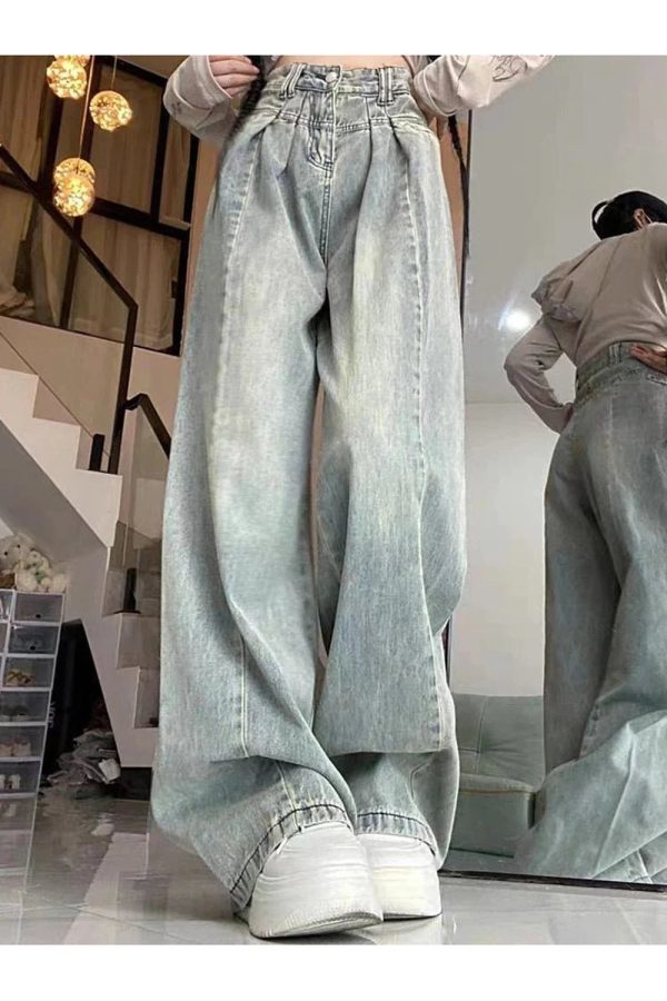 Y2K Ultra Wide-Leg Baggy Jeans: Retro 90s Grunge Summer Outfit Essential