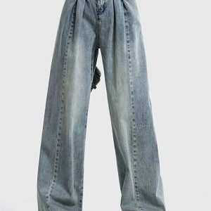 Y2K Ultra Wide-Leg Baggy Jeans: Retro 90s Grunge Summer Outfit Essential