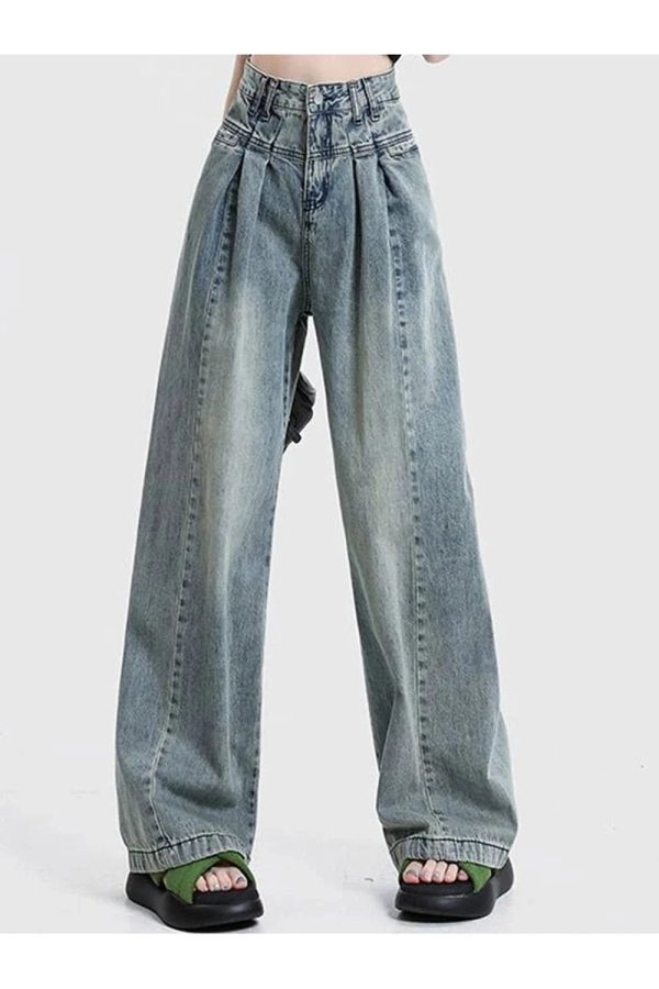 Y2K Ultra Wide-Leg Baggy Jeans: Retro 90s Grunge Summer Outfit Essential