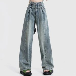 Y2K Ultra Wide-Leg Baggy Jeans: Retro 90s Grunge Summer Outfit Essential