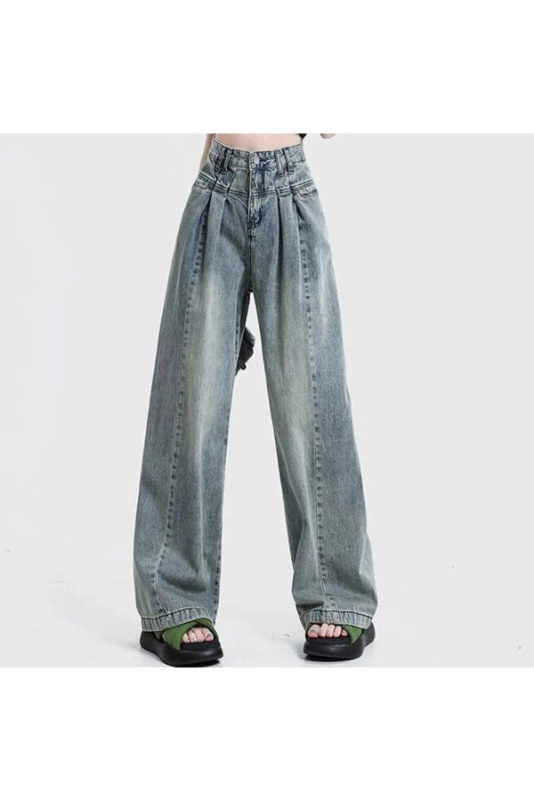 Y2K Ultra Wide-Leg Baggy Jeans: Retro 90s Grunge Summer Outfit Essential