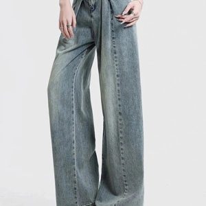 Y2K Ultra Wide-Leg Baggy Jeans: Retro 90s Grunge Summer Outfit Essential