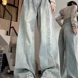 Y2K Ultra Wide-Leg Baggy Jeans: Retro 90s Grunge Summer Outfit Essential