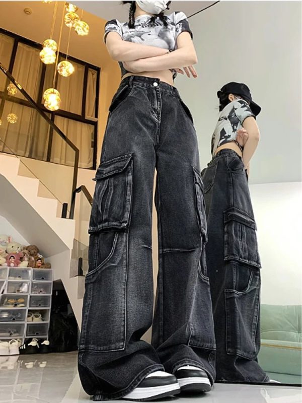 Y2K Urban Utility Cargo Jeans: Retro 90s Grunge Style for Summer Outfits