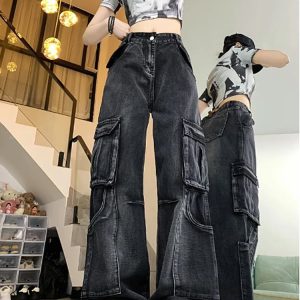 Y2K Urban Utility Cargo Jeans: Retro 90s Grunge Style for Summer Outfits