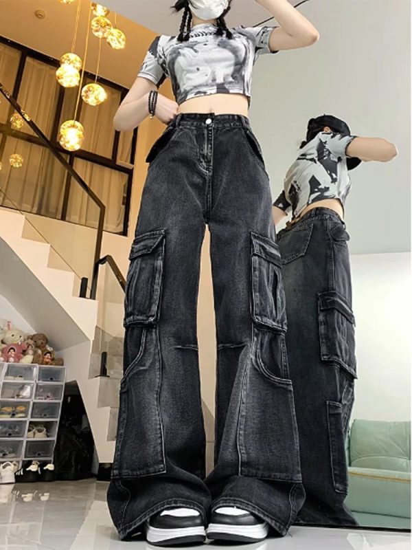 Y2K Urban Utility Cargo Jeans: Retro 90s Grunge Style for Summer Outfits