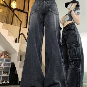 Y2K Urban Utility Cargo Jeans: Retro 90s Grunge Style for Summer Outfits