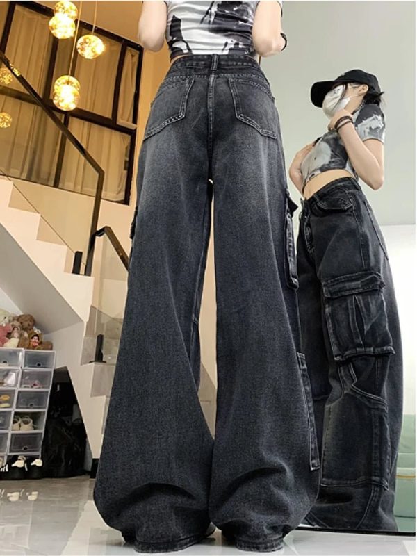 Y2K Urban Utility Cargo Jeans: Retro 90s Grunge Style for Summer Outfits