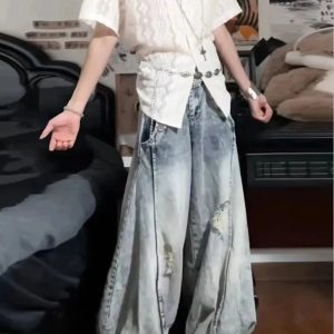 Y2K Vintage Balloon Wide-Leg Jeans for Retro Summer Outfits