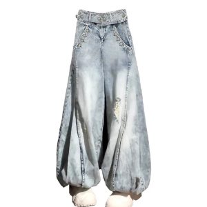 Y2K Vintage Balloon Wide-Leg Jeans for Retro Summer Outfits