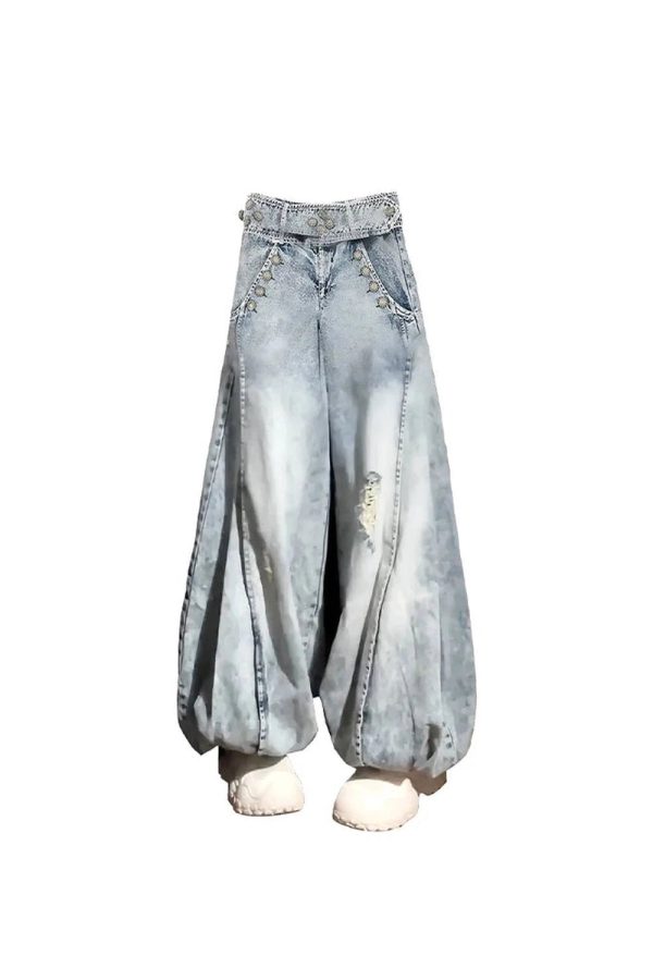 Y2K Vintage Balloon Wide-Leg Jeans for Retro Summer Outfits